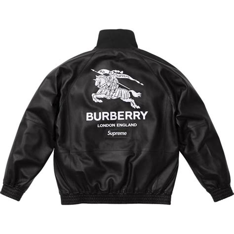 collab burberry supreme|Burberry leather track jacket.